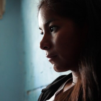 Profile shot of a woman.