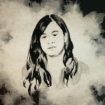 Illustration of a woman with long hair.