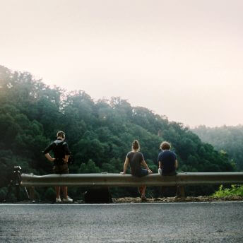 Brett Story and DP Derek Howard plan a beach shot in Staten Island during the production of The Hottest August.
