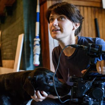 Director Elaine McMillion Sheldon at Jacob's Ladder Rehab during filming in 2016.