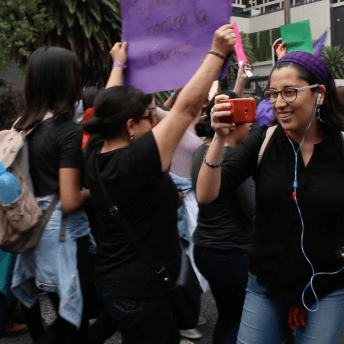 Patricia Balderas photographs a protest against women violence, in Mexico City.